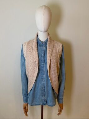 Max Studio Girls Beige Open Knit Shawl Vest Size S (7-8)